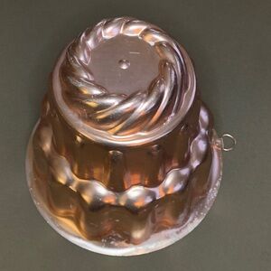 Vintage copper-coated tri-level gelatin/jello mold
Approximately 7” high & wide